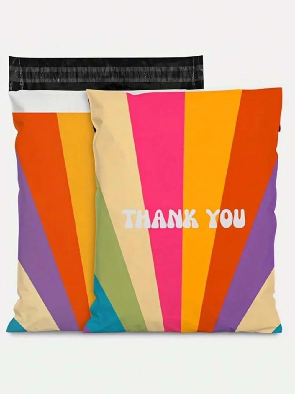 Oududianzi 'THANK YOU' Poly Mailer Bags 10×13 Retro Rainbow Shipping Bags